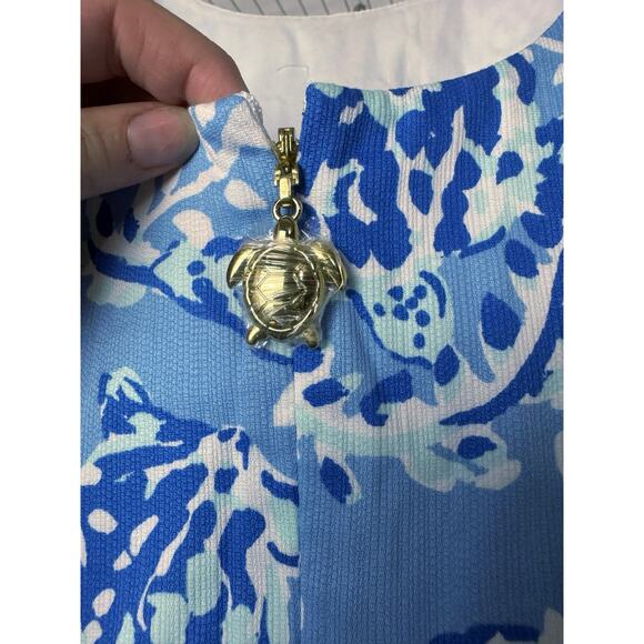 Lilly Pulitzer Mila Shift Dress Blue Sea Turtle - Size 14 NWOT - Picture 4 of 9